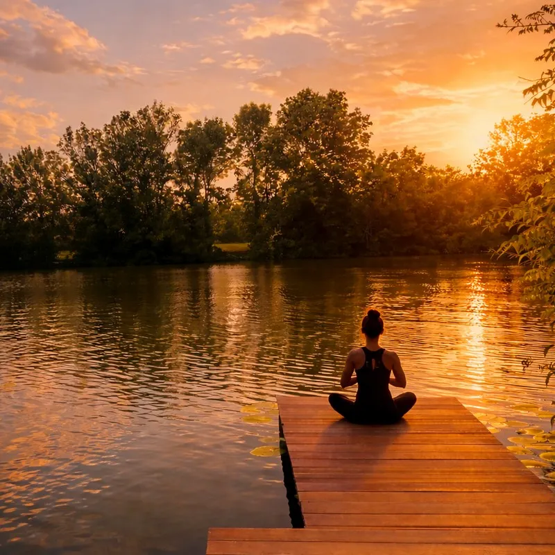 jóga a mólón naplemente fényében, Szarvason